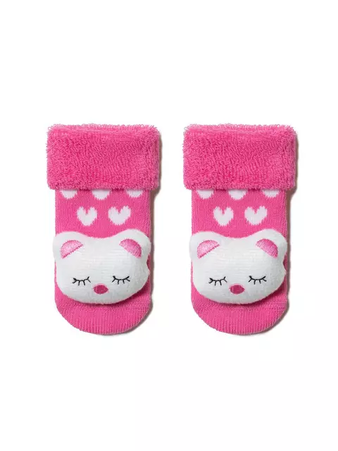 Махровые детские носки sof-tiki с мордашками "котик" 402 розовый, 18С-263СП, 8, CONTE-KIDS,  - 1