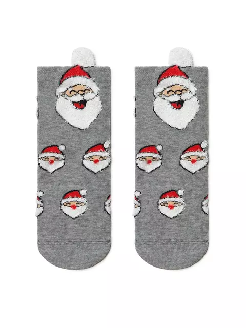 Новогодние детские носки "санта-клаус" с пушистой нитью и пикотом 447 серый, 19С-91СП, 13-14, CONTE-KIDS,  - 1