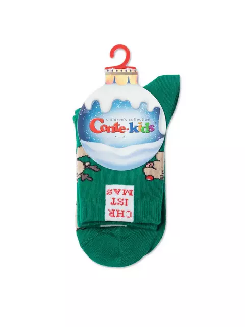 ​новогодние детские носки new year 649 зеленый, 21С-67СП, 20-22, CONTE-KIDS,  - 3