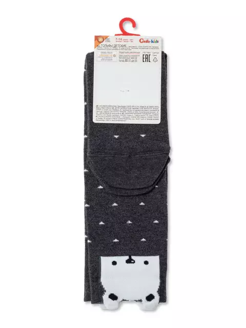 Хлопковые детские гольфы tip-top с забавными мордашками  053 темно-серый, 19С-141СП, 22, CONTE-KIDS,  - 3