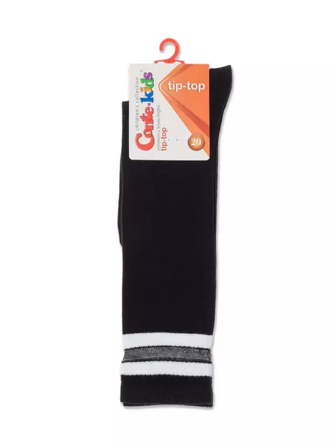 Однотонные хлопковые детские гольфы со вставками из прозрачной сетки tip-top 049 черный, 20С-31СП, 20, CONTE-KIDS,  - 2