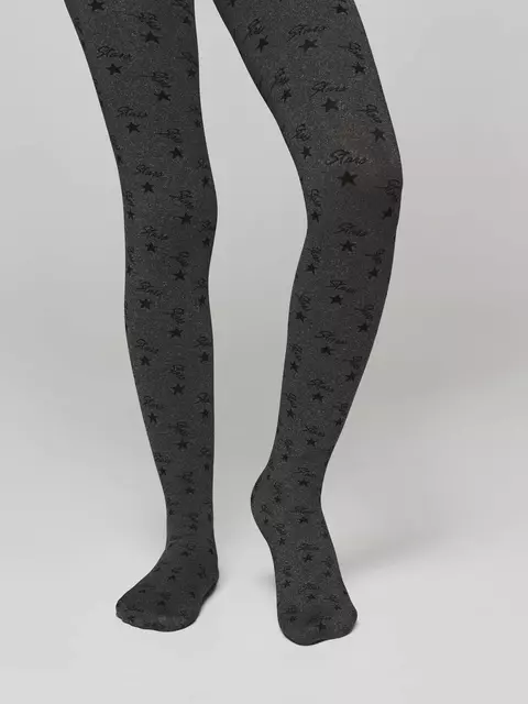 Плотные детские меланжевые колготки с рисунком «звезды» jessica grafit, 20С-108СП, 116-122, CONTE ELEGANT,  - 5