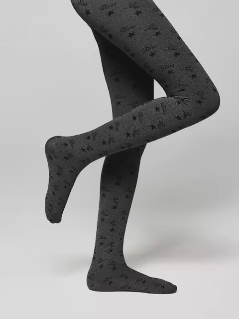 Плотные детские меланжевые колготки с рисунком «звезды» jessica grafit, 20С-108СП, 116-122, CONTE ELEGANT,  - 6