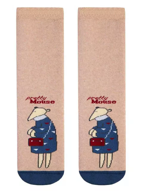 Носки детские веселые ножки (махровые, антискользящие) 295 бежевый, 17С-45СП, 22, CONTE-KIDS,  - 3