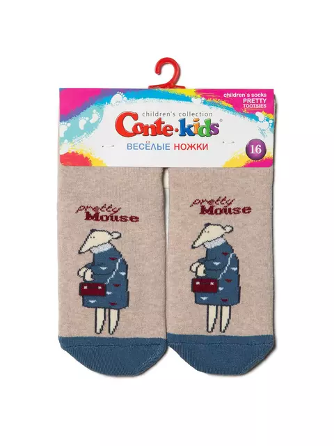 Носки детские веселые ножки (махровые, антискользящие) 295 бежевый, 17С-45СП, 22, CONTE-KIDS,  - 5