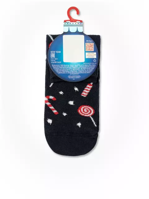 Носки детские новогодние с пушистой нитью «sweets» 521 темно-синий, 19С-64СП, 13-14, CONTE-KIDS,  - 3