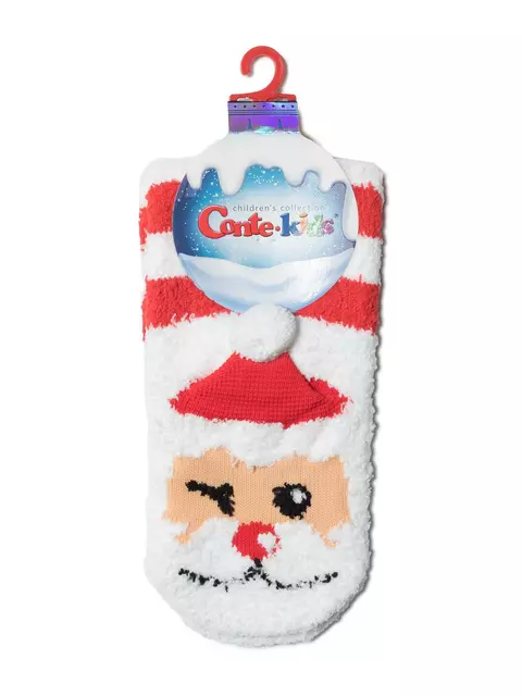 Пушистые новогодние детские носки "санта" с помпоном 448 красный, 19С-93СП, 22, CONTE-KIDS,  - 2