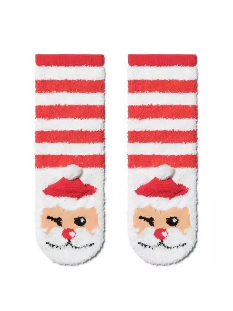 Пушистые новогодние детские носки "санта" с помпоном 448 красный, 19С-93СП, 22, CONTE-KIDS,  - 1