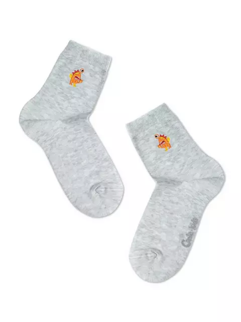 Однотонные детские хлопковые носки с вышивкой tip-top 514 светло-серый, 20С-35СП, 16, CONTE-KIDS,  - 1