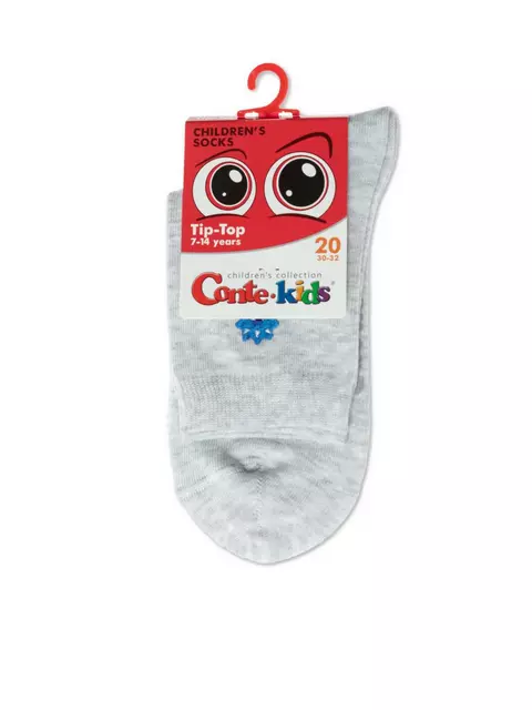 Однотонные детские хлопковые носки с вышивкой tip-top 515 светло-серый, 20С-35СП, 18, CONTE-KIDS,  - 2