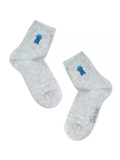 Однотонные детские хлопковые носки с вышивкой tip-top 515 светло-серый, 20С-35СП, 16, CONTE-KIDS,  - 1