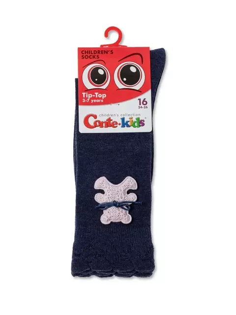 Удлиненные детские носки tip-top из хлопка с декоративной игрушкой 576 темно-синий, 20С-207СП, 16, CONTE-KIDS,  - 2