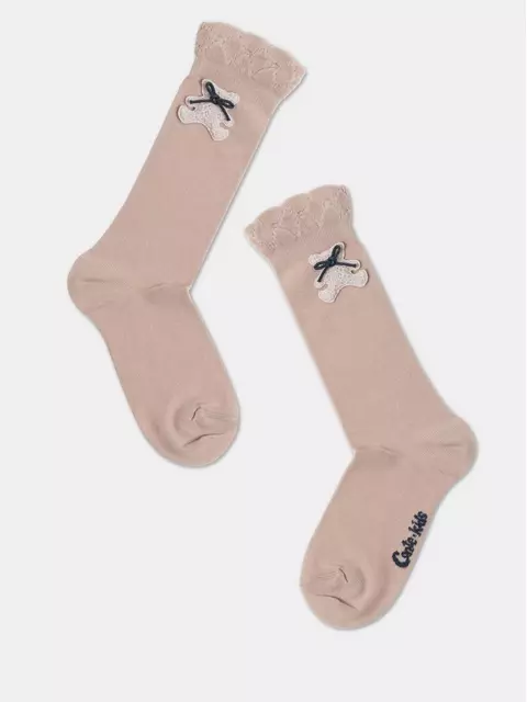 Удлиненные детские носки tip-top из хлопка с декоративной игрушкой 576 бежевый, 20С-207СП, 18, CONTE-KIDS,  - 1