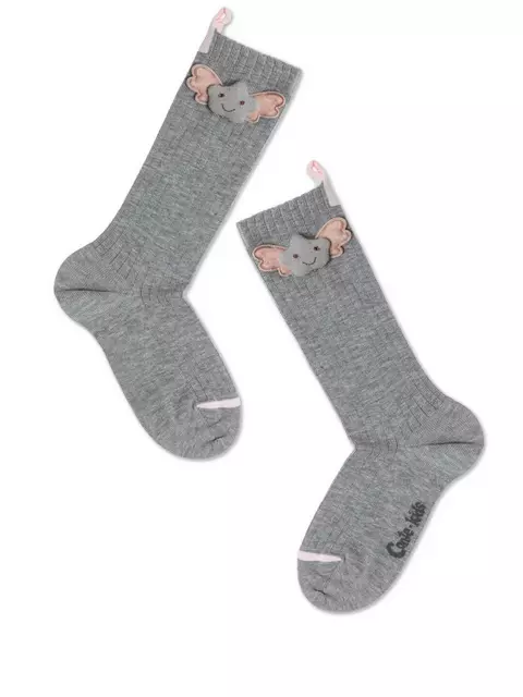 Удлиненные детские носки tip-top из хлопка с декоративной игрушкой 574 серый, 20С-203СП, 16, CONTE-KIDS,  - 1