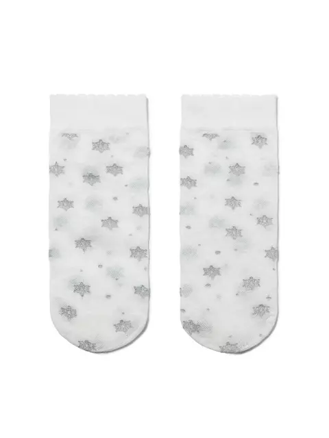 Носки для девочек с люрексом и снежинками ©disney frozen 20 bianco, 18С-162СПМ, 22, CONTE ELEGANT,  - 1