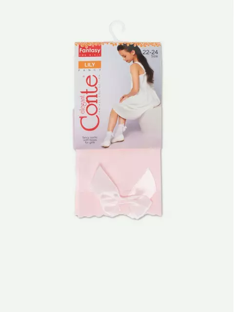 Носки для девочек с бантом lily light pink, 20С-117СП, 20-22, CONTE ELEGANT,  - 1