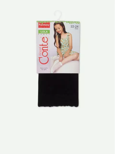 Носки для девочек с рисунком «сердечки» lola nero, 20С-119СП, 18-20, CONTE ELEGANT,  - 1