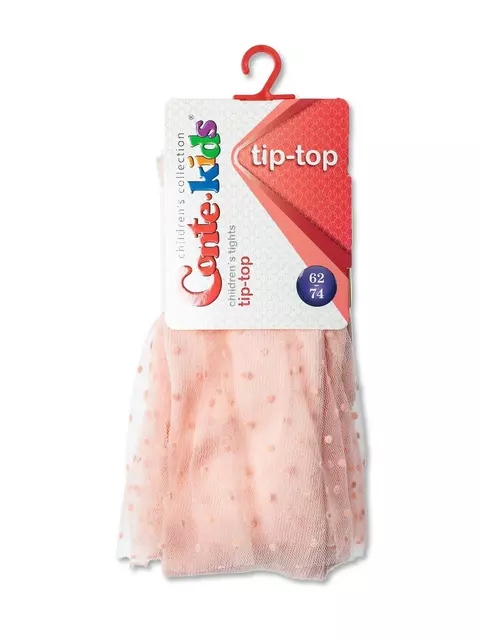 Хлопковые детские колготки tip-top с декоративной юбочкой из фатина 000 персик, 19С-151СП, 80-86 (14), CONTE-KIDS,  - 2