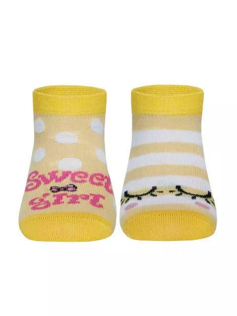 Хлопковые детские носки "веселые ножки" 284 светло-желтый, 17С-10СП, 12, CONTE-KIDS,  - 1