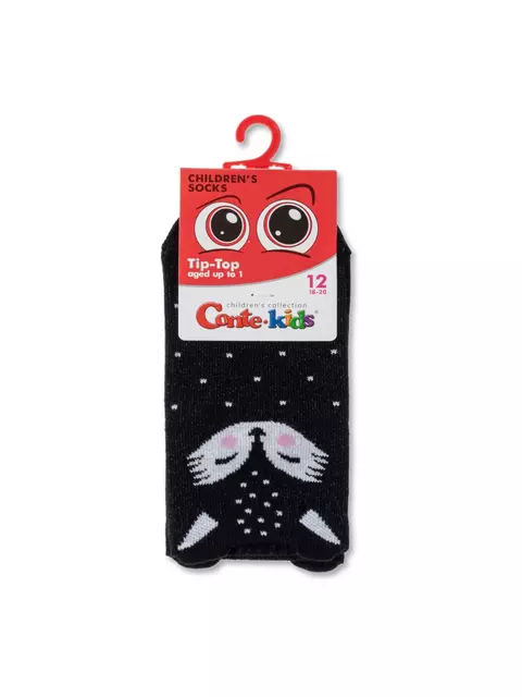 Хлопковые детские носки tip-top (мордашки)  604 черный, 17С-59СП, 14, CONTE-KIDS,  - 2