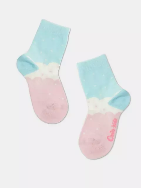 Хлопковые детские носки tip-top с рисунками 586 бирюза-розовый, 5С-11СП, 14, CONTE-KIDS,  - 1