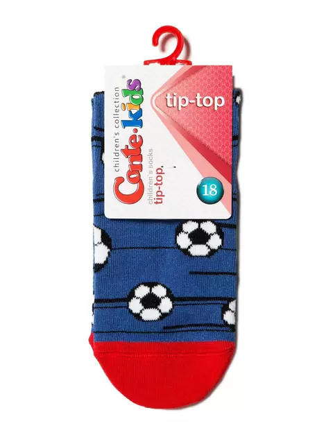 Хлопковые носки tip-top c рисунком "футбол" 396 джинс, 5С-11СП, 18, CONTE-KIDS,  - 2