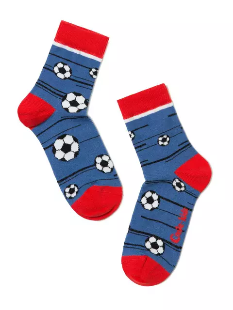 Хлопковые носки tip-top c рисунком "футбол" 396 джинс, 5С-11СП, 18, CONTE-KIDS,  - 1