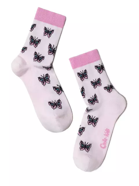 Хлопковые носки tip-top с рисунком "бабочки" 408 cветло-розовый, 5С-11СП, 16, CONTE-KIDS,  - 1