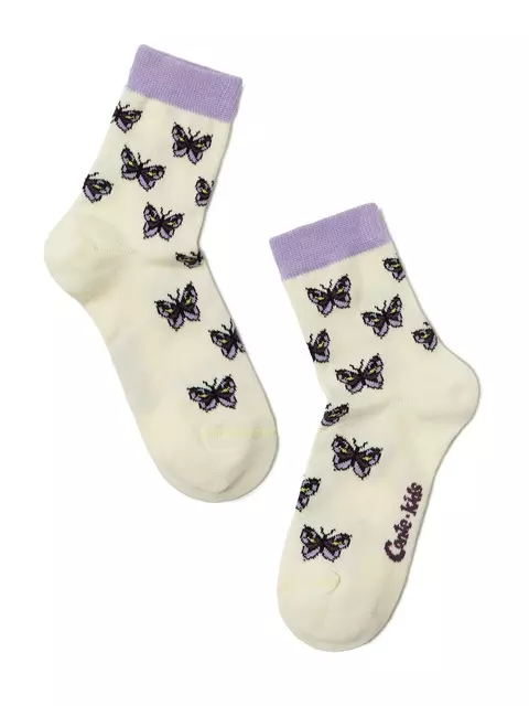 Хлопковые носки tip-top с рисунком "бабочки" 408 кремовый, 5С-11СП, 16, CONTE-KIDS,  - 1
