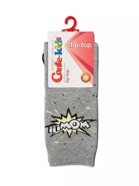 Хлопковые носки tip-top c рисунком "wow" 395 серый, 5С-11СП, 22, CONTE-KIDS,  - 2