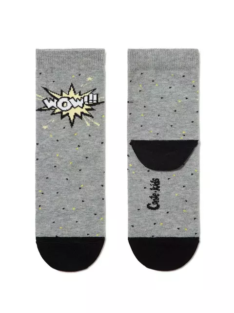 Хлопковые носки tip-top c рисунком "wow" 395 серый, 5С-11СП, 22, CONTE-KIDS,  - 1
