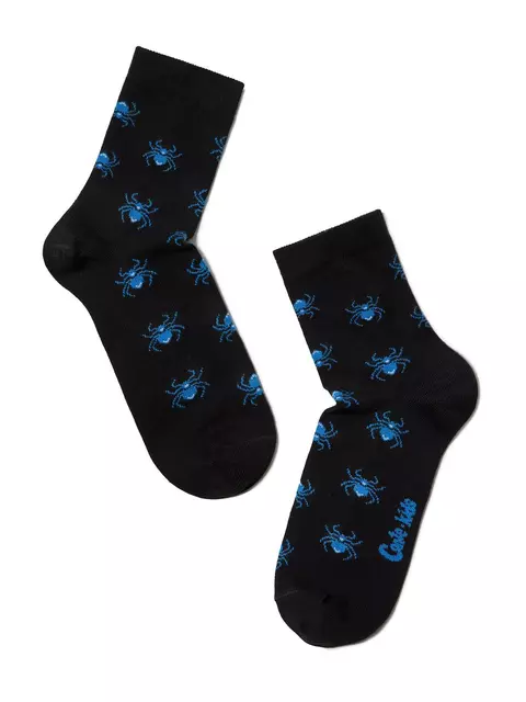Хлопковые носки tip-top с рисунком "паучки" 409 черный, , 24, CONTE-KIDS, - 1