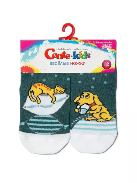 Хлопковые детские носки "веселые ножки" 334 темно-бирюзовый, 17С-10СП, 14, CONTE-KIDS,  - 2
