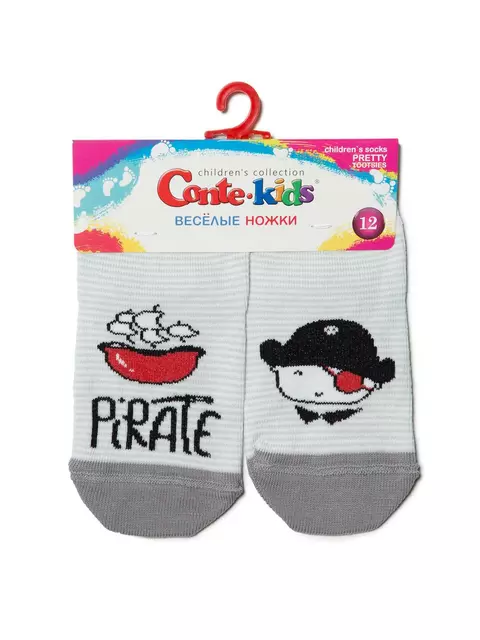 Хлопковые детские носки "веселые ножки" 335 светло-серый, 17С-10СП, 14, CONTE-KIDS,  - 2