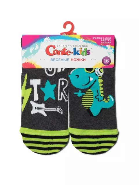 Хлопковые детские носки conte-kids "веселые ножки" 462 темно-серый, 17С-10СП, 18, CONTE-KIDS,  - 2