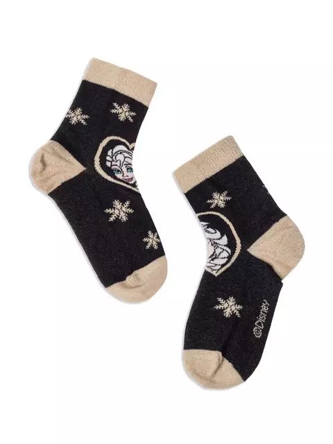 Хлопковые детские носки с люрексом, стразами ©disney frozen 581 черный, , 16, CONTE-KIDS, - 1