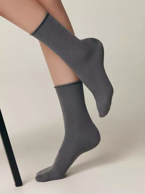 Меланжевые женские носки conte comfort 000 (без резинки) темно-серый, , 38-39 (25), CONTE ELEGANT, - 1