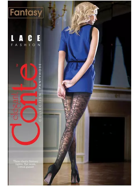 Колготки женские conte lace grafit, , 2, CONTE ELEGANT, - 1