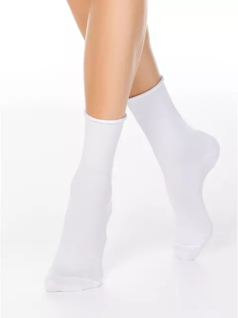 Меланжевые женские носки conte comfort 000 (без резинки) белый, 19С-101СП, 38-39 (25), CONTE ELEGANT,  - 1