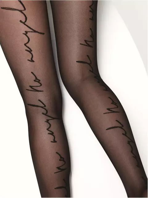 Колготки женские с заниженной талией и надписью «no angel» fantasy no angel nero, , 2, CONTE ELEGANT, - 3