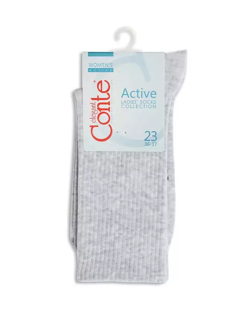 Удлиненные женские  хлопковые носки active 000 светло-серый, 20С-20СП, 40-41 (27), CONTE ELEGANT,  - 3