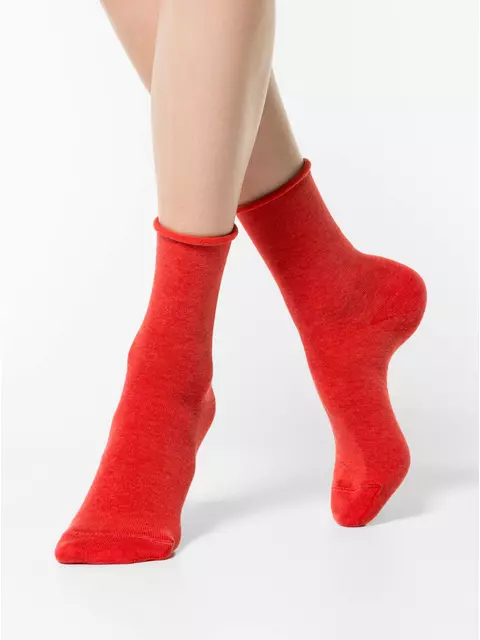 Меланжевые женские носки conte comfort 000 (без резинки) красный, 19С-101СП, 38-39 (25), CONTE ELEGANT,  - 1