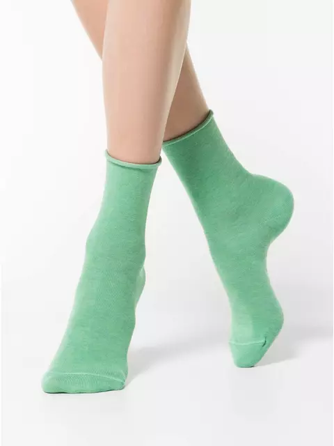 Меланжевые женские носки conte comfort 000 (без резинки) светло-зеленый, , 36-37 (23), CONTE ELEGANT, - 1