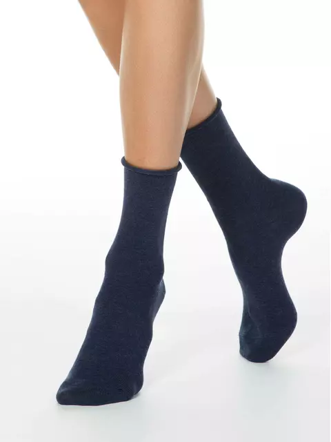 Меланжевые женские носки conte comfort 000 (без резинки) темно-синий, 19С-101СП, 36-37 (23), CONTE ELEGANT,  - 1
