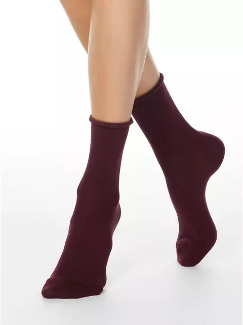 Меланжевые женские носки conte comfort 000 (без резинки) темно-бордовый, 19С-101СП, 38-39 (25), CONTE ELEGANT,  - 1