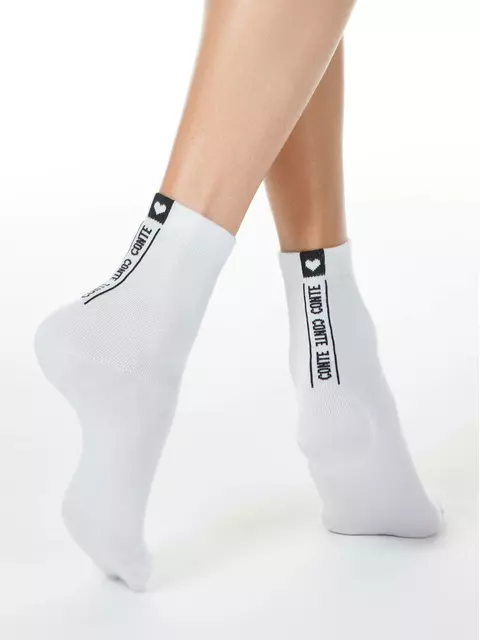 Хлопковые женские носки с рисунком "conte" 152 белый, 7С-22СП, 36-37 (23), CONTE ELEGANT,  - 1