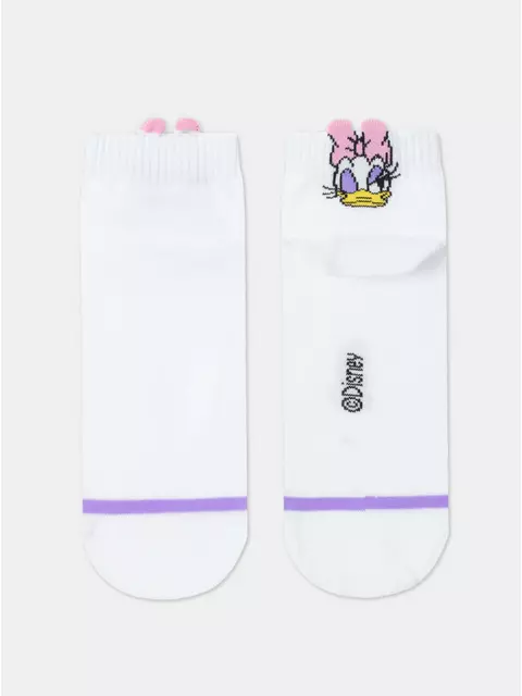 Короткие женские хлопковые носки с рисунками ©disney и пикотом-«язычком» 362 белый, , 36-39 (23-25), , - 4