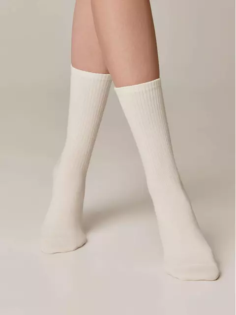 Удлиненные женские хлопковые носки active 000 молочный, , 36-37 (23), CONTE ELEGANT, - 1