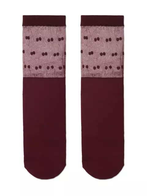 Удлиненные женские носки с прозрачным верхом в горошек fantasy marsala, 19С-29СП, 36-39 (23-25), CONTE ELEGANT,  - 2