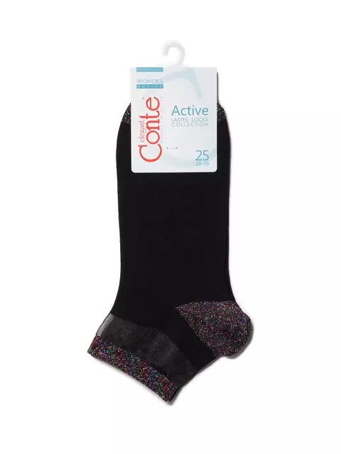 Короткие женские носки active с люрексом conte 207 черный, 20С-5СП, 36-37 (23), CONTE ELEGANT,  - 3